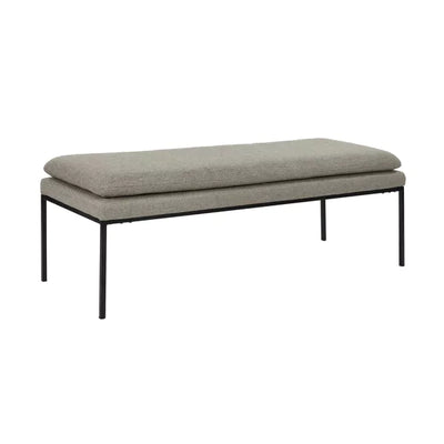 Banqueta Rectangular Tapizada (Gris) Con Patas De Metal