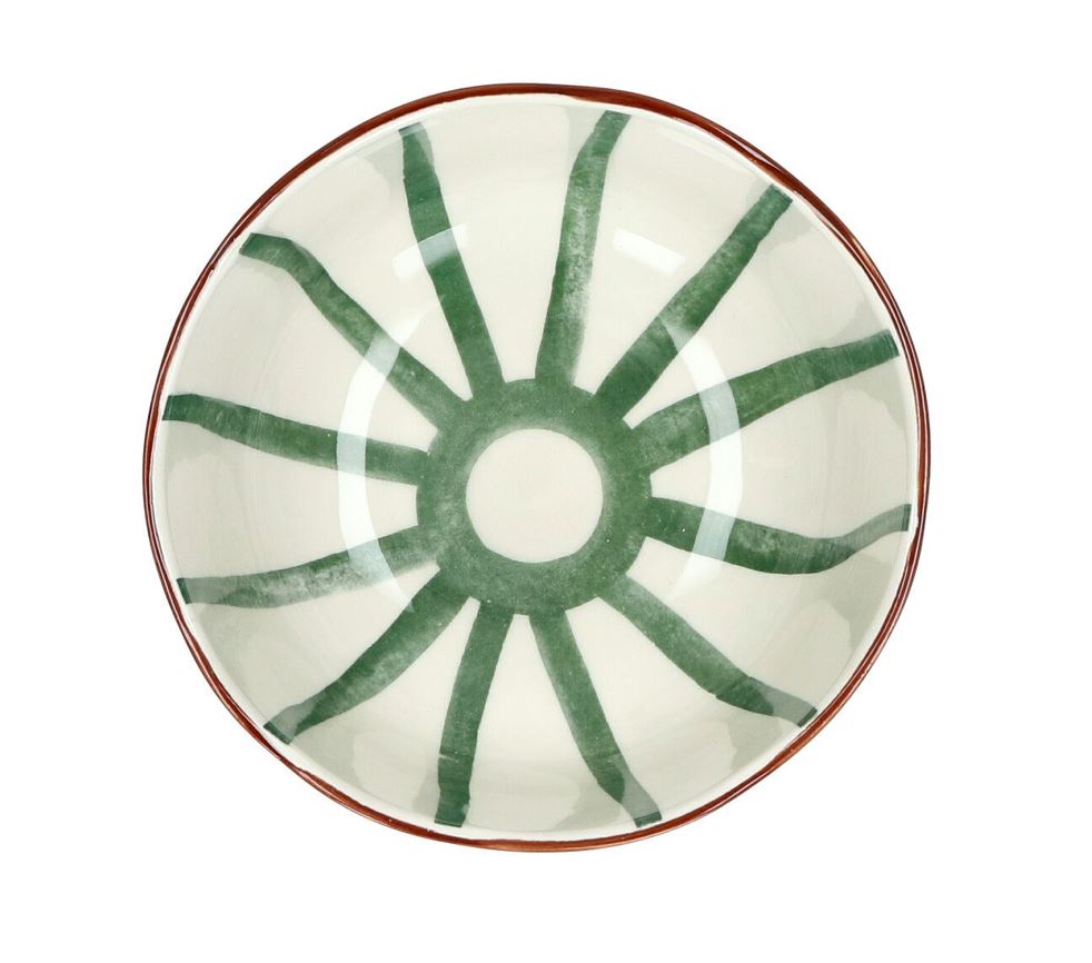 Bowl Redondo Líneas Verde De Porcelana