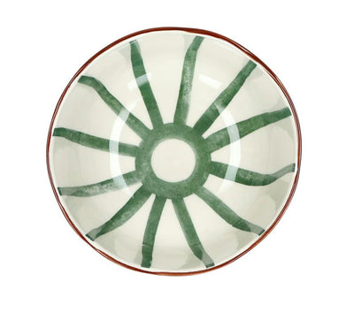 Bowl Redondo Líneas Verde De Porcelana