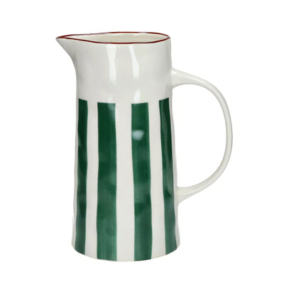 Jarra Con Asa (Blanco/Verde) De Porcelana