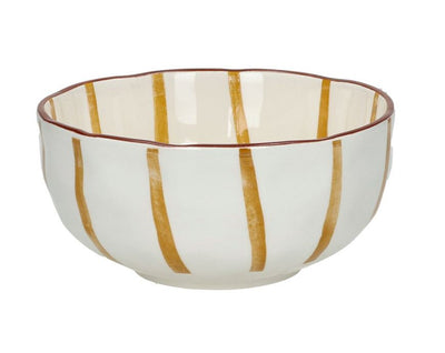 Bowl Redondo Líneas Amarillas De Porcelana