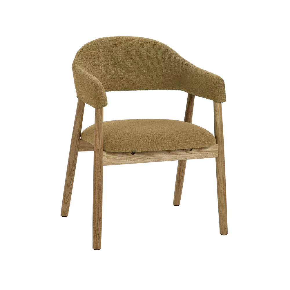 Silla Tapizada (Beige) Estructura (Roble) De Madera