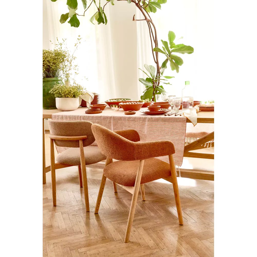 Silla Tapizada (Lacre) Estructura (Roble) De Madera