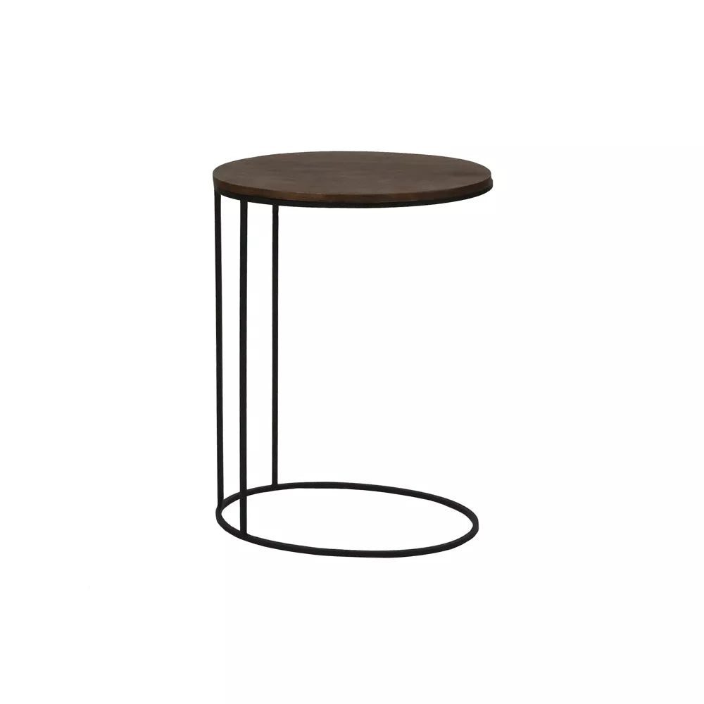 Mesa Auxiliar Top De Madera Acacia Con Estructura De Metal