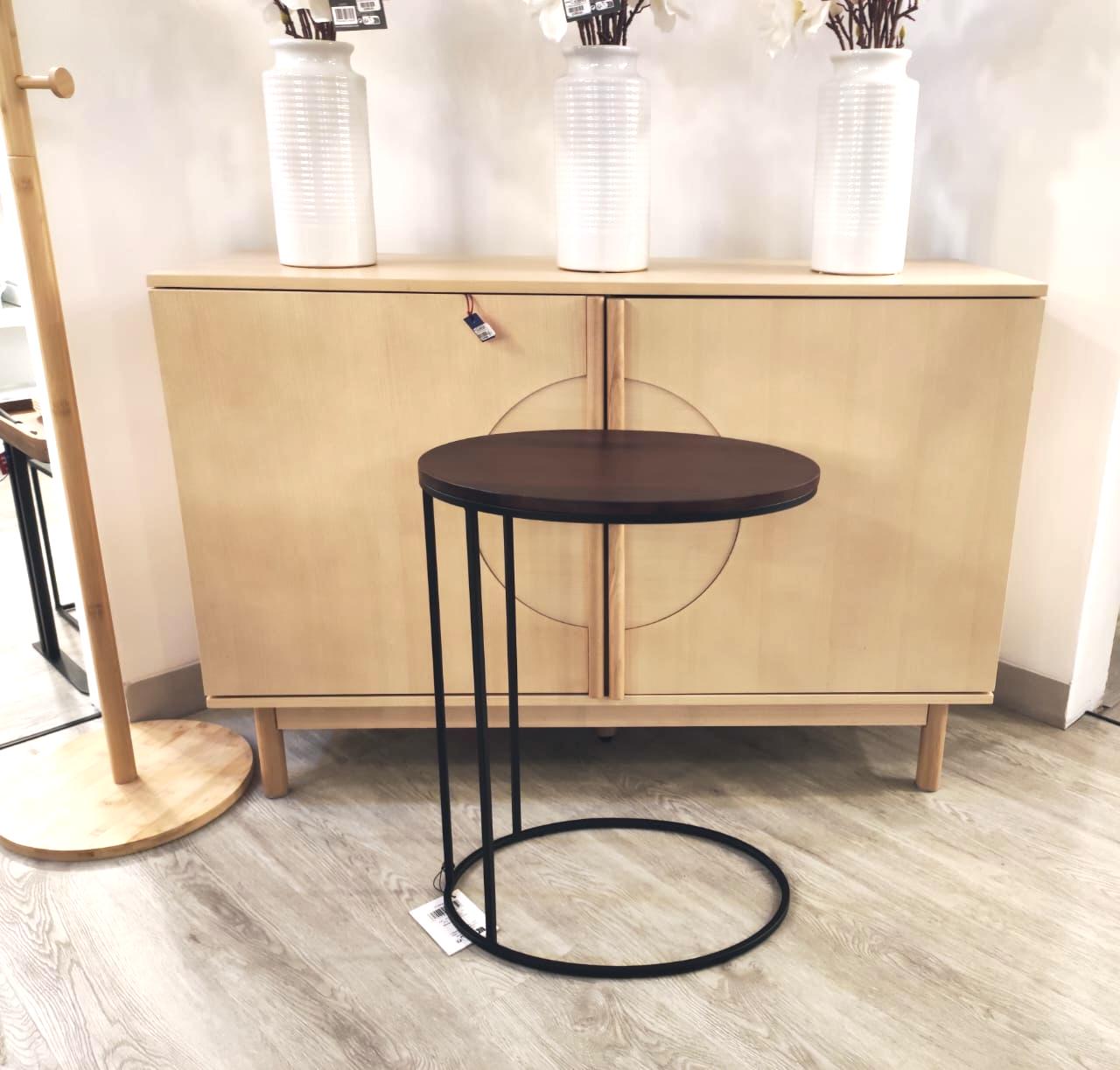 Mesa Auxiliar Top De Madera Acacia Con Estructura De Metal