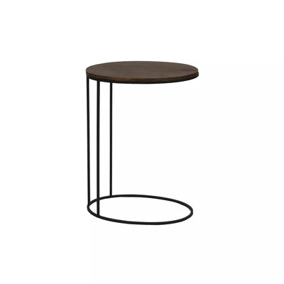 Mesa Auxiliar Top De Madera Acacia Con Estructura De Metal