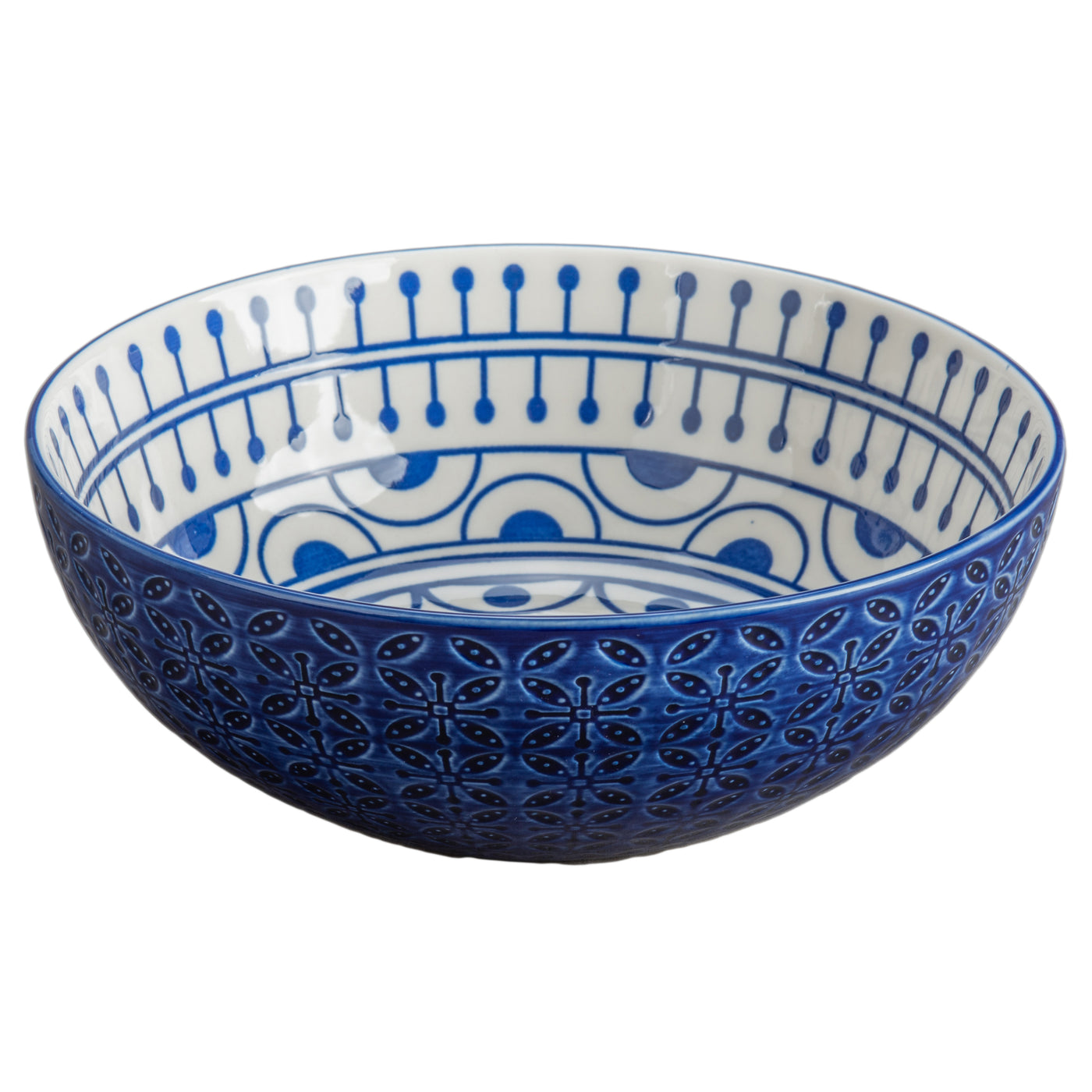 Bowl Redondo Diseños Azul 27 Oz De Porcelana