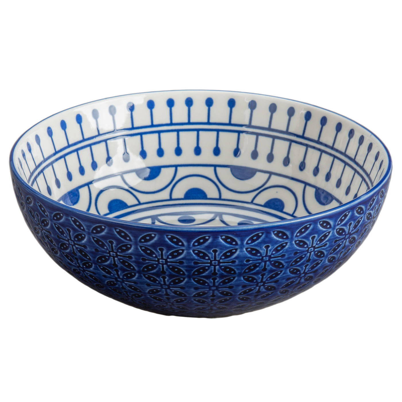 Bowl Redondo Diseños Azul 39 Oz De Porcelana