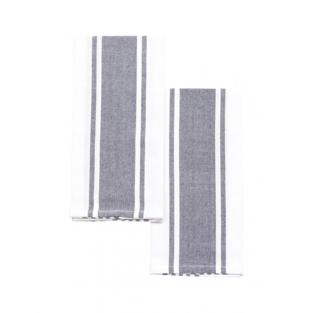 Set De 2 Paños (Blanco / Gris) De Algodón