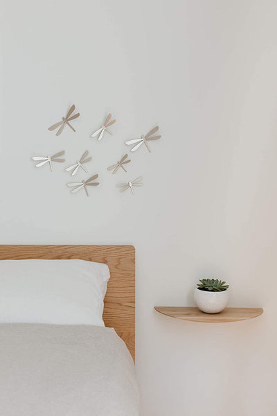 Set de 8 Apliques Decorativo Para Pared (Libélulas) De Plástico