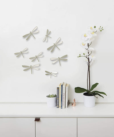 Set de 8 Apliques Decorativo Para Pared (Libélulas) De Plástico