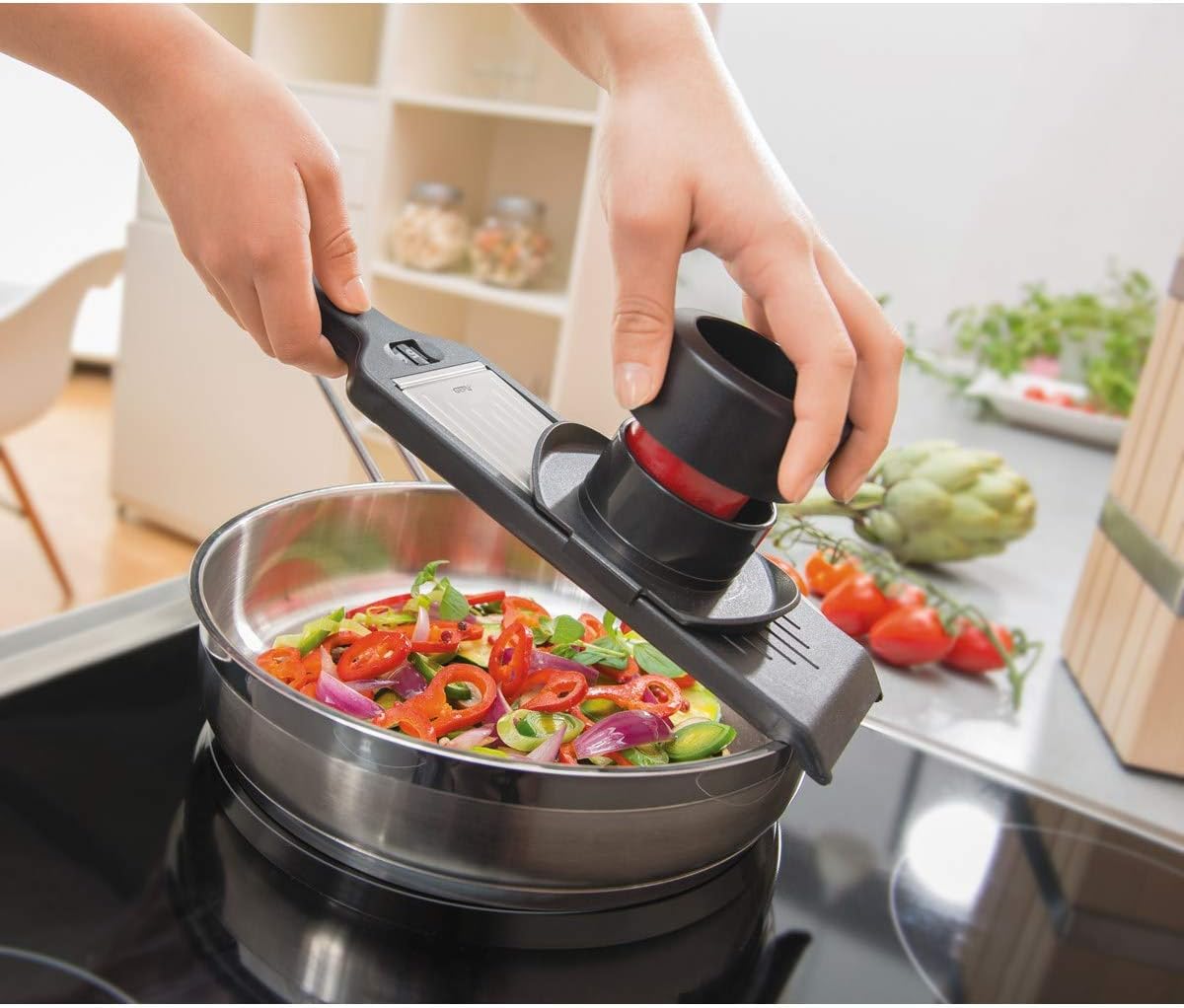 Cortador De Verduras Abs (Negro) Hojas En "V" De Acero