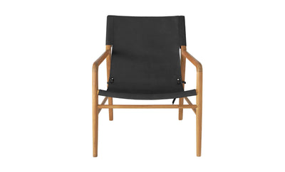 Sillon Asiento Cuero Negro Con Estructura De Madera