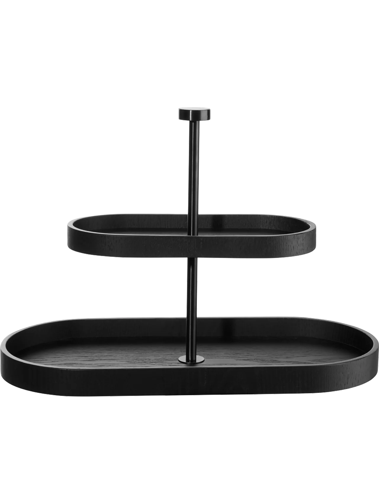 Set Dos Bandejas Ovaladas (Negro) En Niveles De Madera