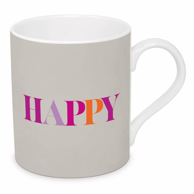 Taza Con Asa (Happy) 350 Mltrs De Porcelana