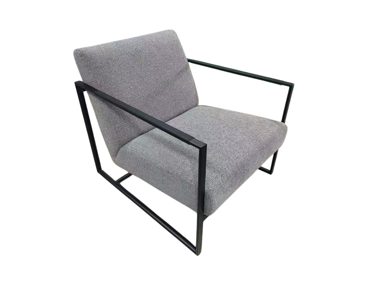 Sillón Tapizado (Gris) Estructura De Metal