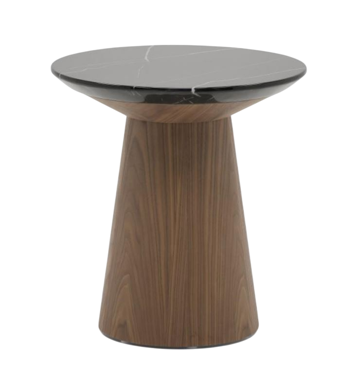 Mesa Auxiliar Tablero (Negro) Efecto Mármol Base De Madera