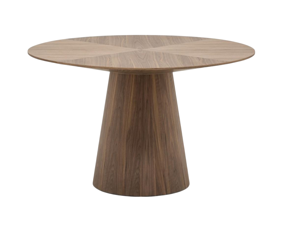 Mesa De Comedor (Marrón) Tablero Redondo Estructura De Madera