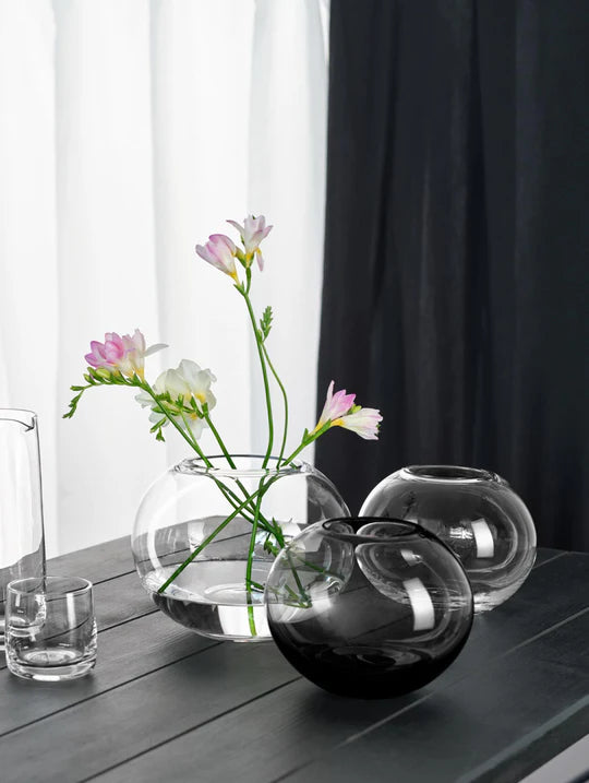 Florero (Gris) Redondo De Vidrio