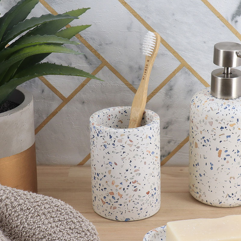 Vaso (Terrazzo) Para Cepillos De Dientes De Cemento