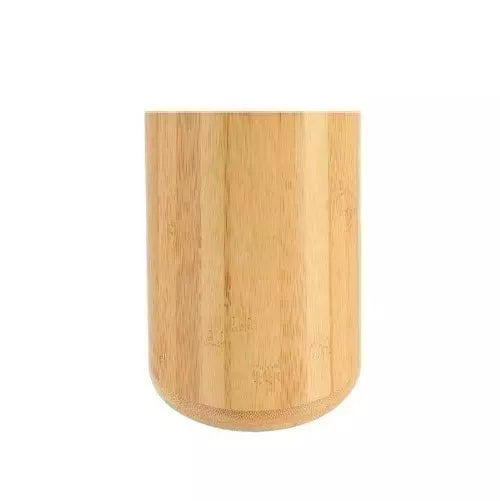 Vaso Redondo Para Cepillos De Dientes De Bambú