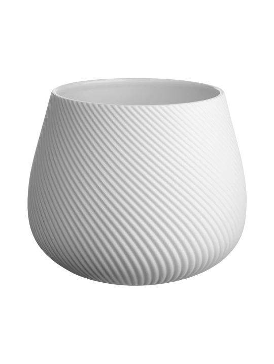 Florero (Blanco) Estriado Redondo De Cerámica