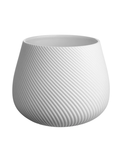 Florero (Blanco) Estriado Redondo De Cerámica