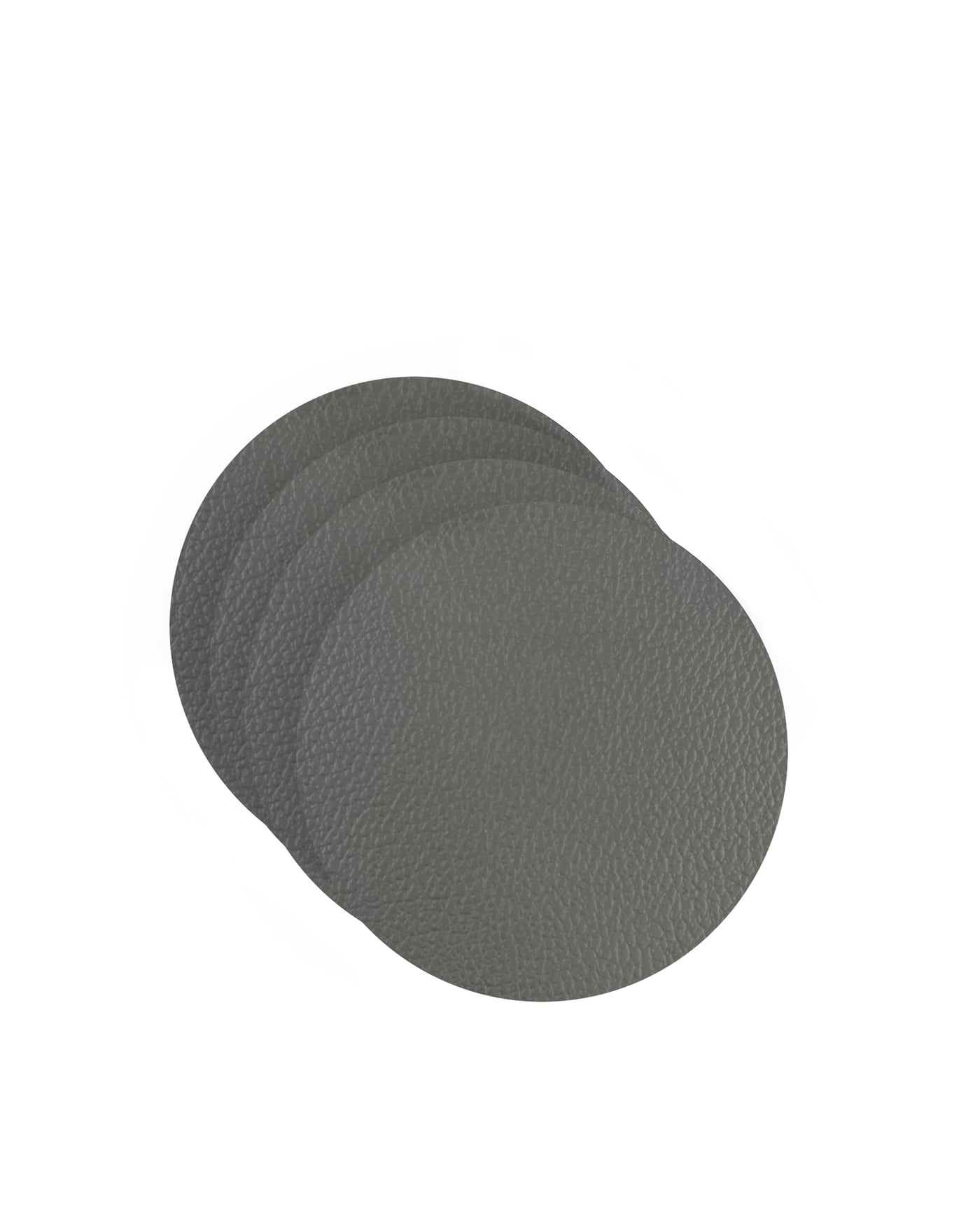 Set X 4 Posavasos Redondos (Gris) De Cuerina