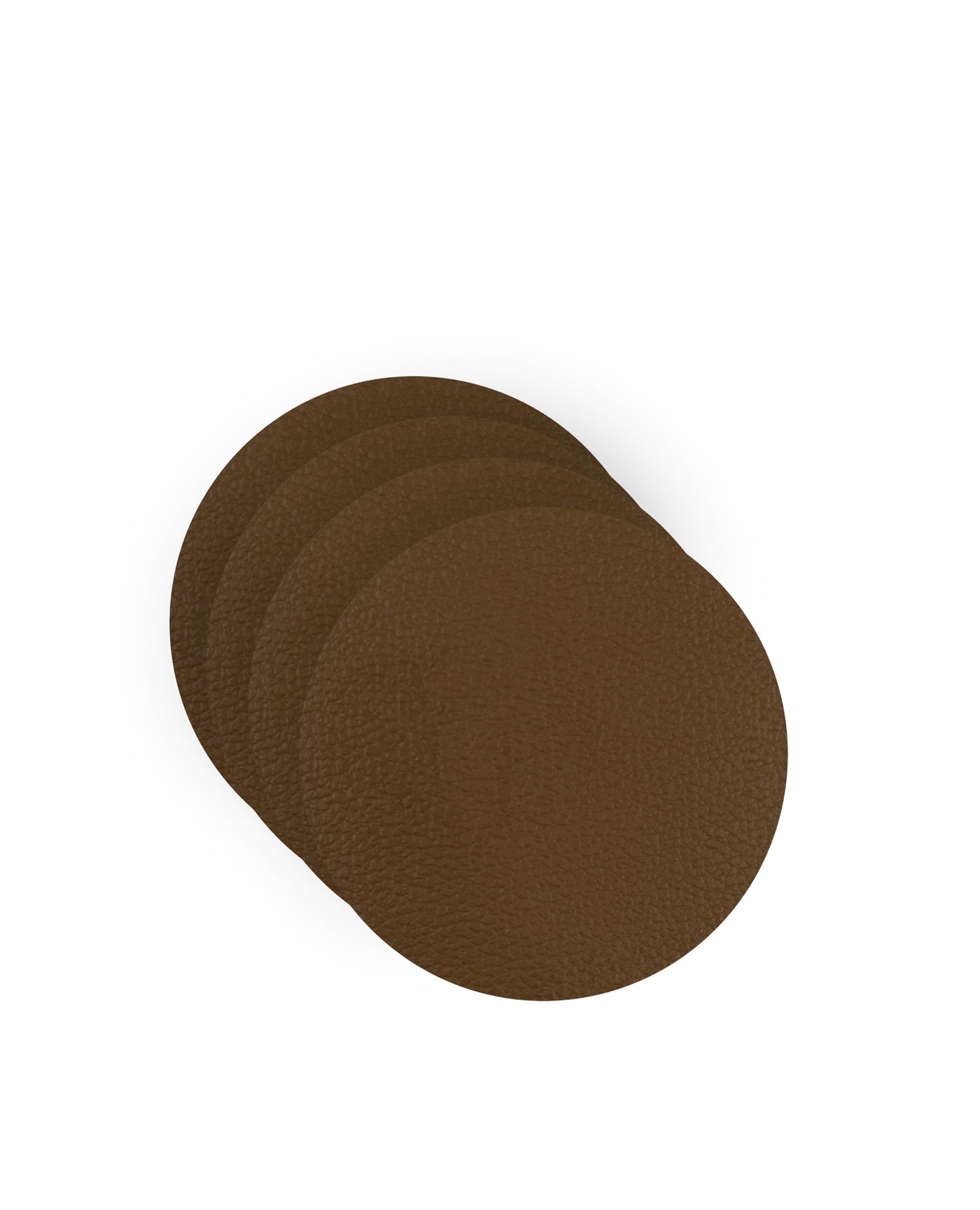 Set X 4 Posavasos Redondos (Marrón) De Cuerina