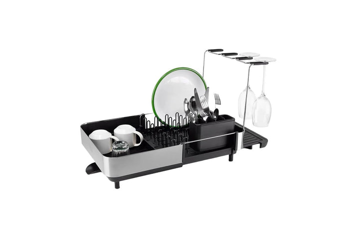 Escurridor De Platos Extensible (Negro) De Metal/Plástico