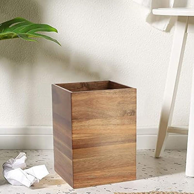 Papelera Cuadrada 7.5L - (Acacia) De Madera