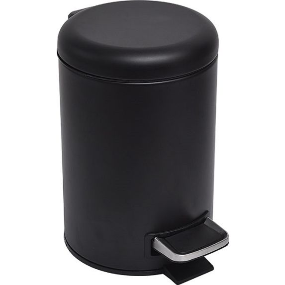 Papelera Con Tapa 3L - (Negro) De Metal