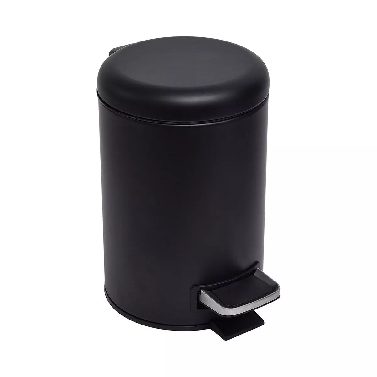 Papelera Con Tapa 3L - (Negro) De Metal