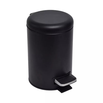 Papelera Con Tapa 3L - (Negro) De Metal