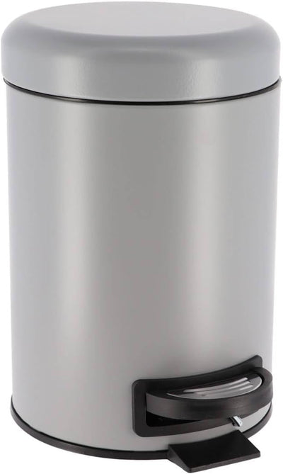 Papelera Con Tapa 3L - (Gris) De Metal