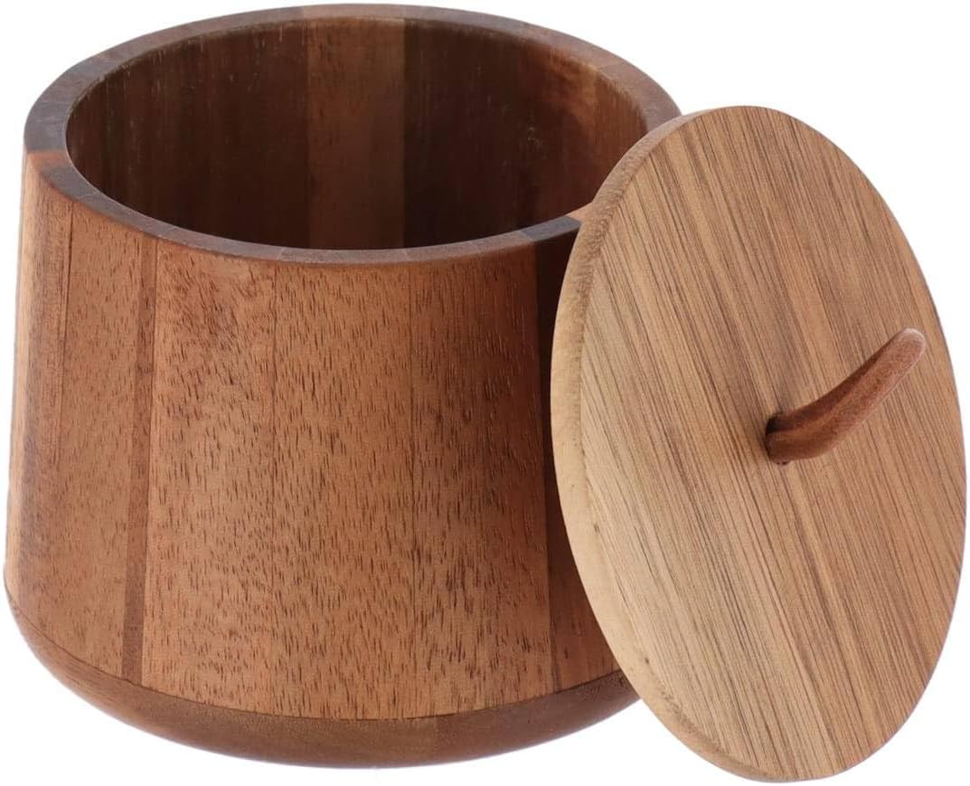 Caja Para Algodón (Acacia) Redonda De Madera