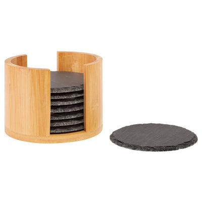 Set X 8 Posavasos Redondos (Gris) Redondo De Pizarra