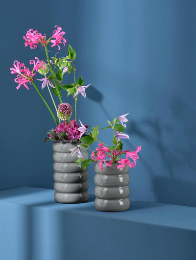 Florero Decorativo (Gris) Bajo De Cerámica