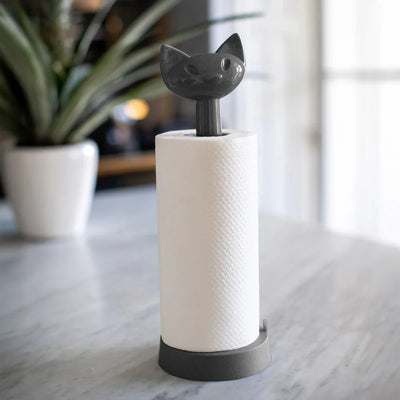 Porta Papel Toalla Para Cocina Modelo Gato (Negro) De Plástico