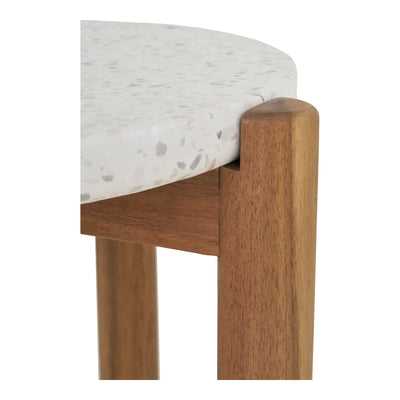 Mesa Auxiliar Redonda Top Mármol Estructura De Madera