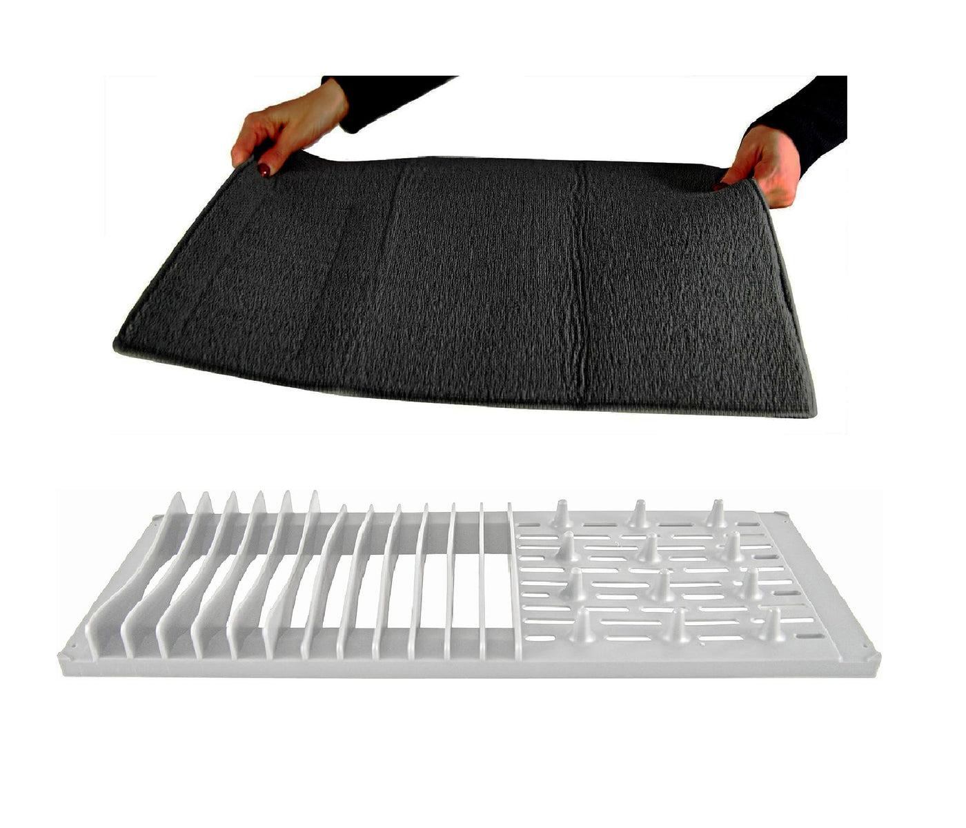 Escurridor De Platos Con Paño Absorbente (Negro) De Plástico