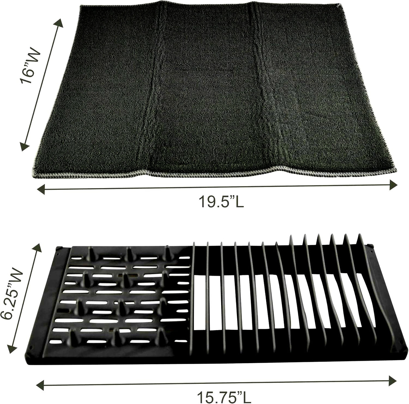 Escurridor De Platos Con Paño Absorbente (Negro) De Plástico