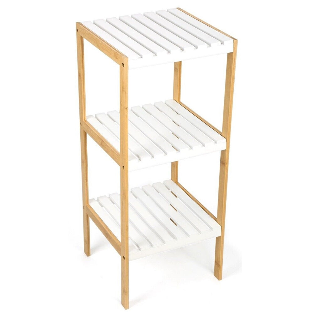 Rack Organizador Para Baño Tres Niveles (Blanco) De Madera