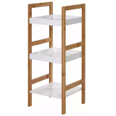 Rack Organizador Para Baño Tres Niveles (Blanco) De Madera