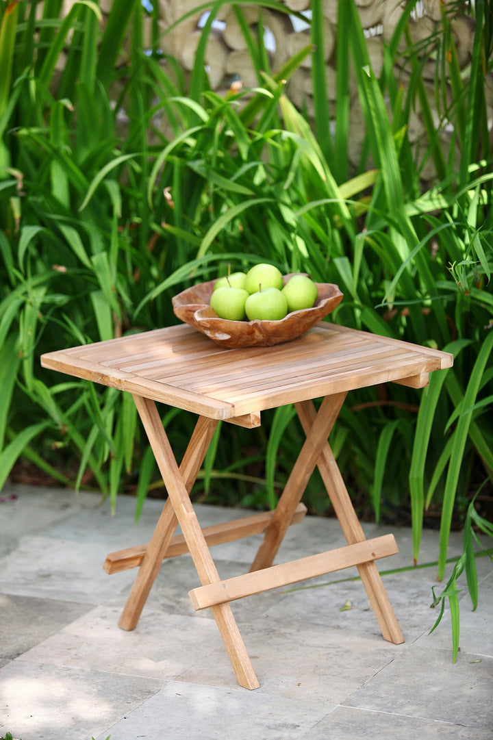 Mesa Auxiliar Cuadrada (Natural) Estructura De Madera - Acabado Rústico