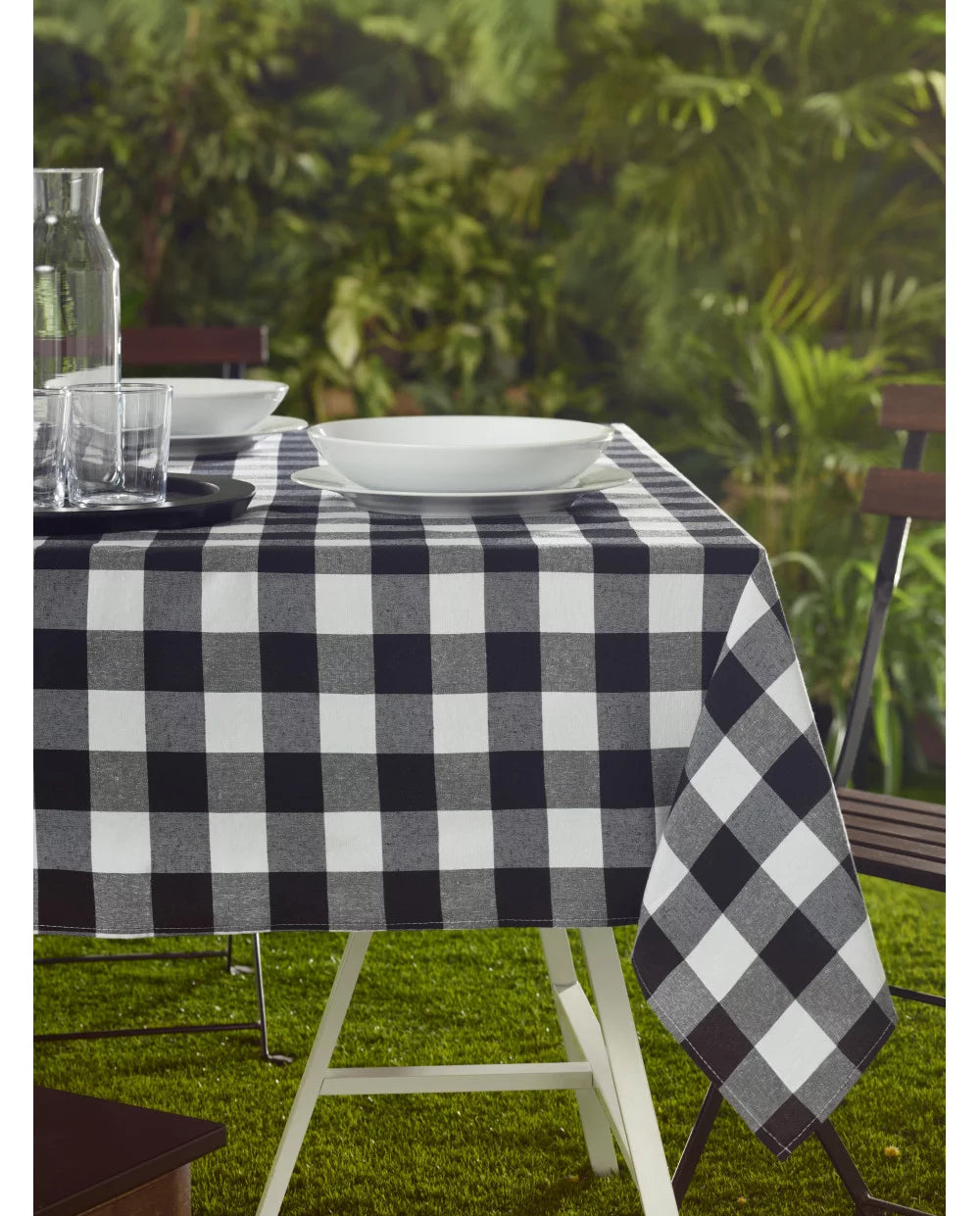 Mantel Para Mesa (Verde) Diseño Líneas Cuadriculadas 150X250 Cm De Algodón