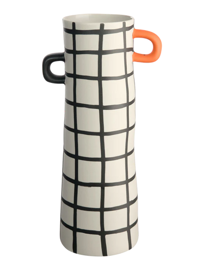 Florero Con Asas (Diseño Rayas) De Cerámica