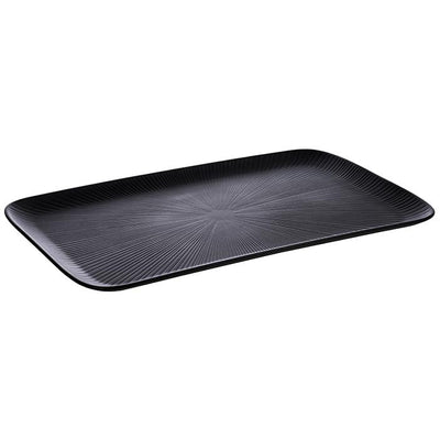 Bandeja Rectangular De Servir (Negra) Estriada De Melamina