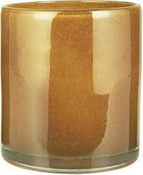 Macetero (Ámbar) Redondo Brillante De Vidrio