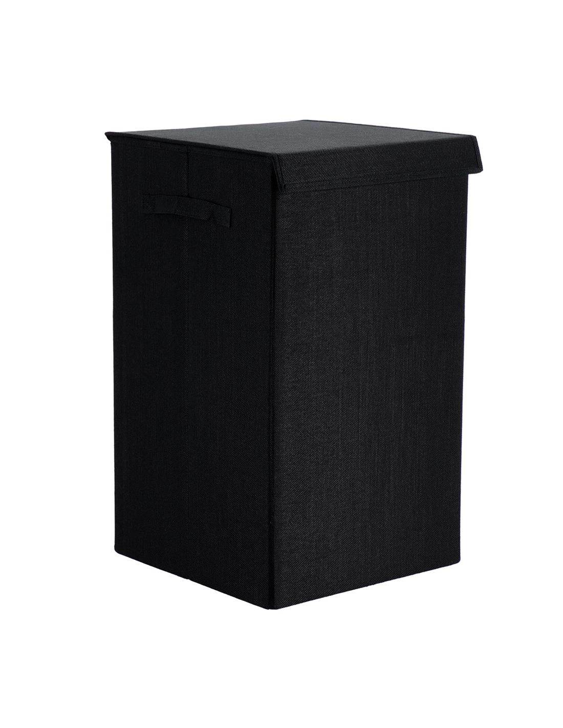 Cesta Para Ropa Rectangular Plegable Con Tapa (Negro) De Poliéster